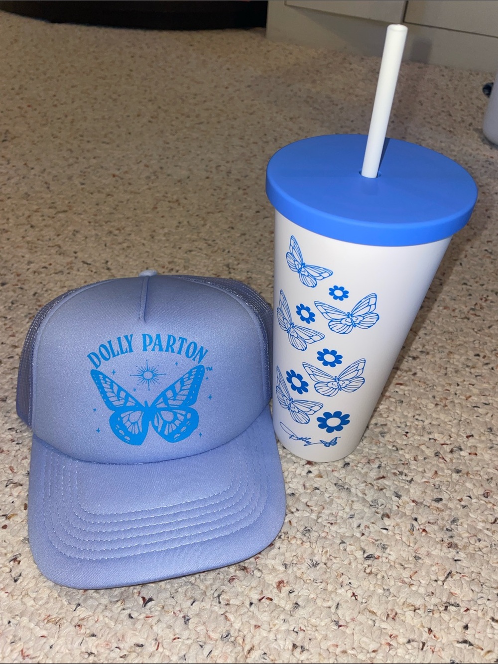 Dolly Parton Lavender Butterfly Trucker Hat & 20oz bottle